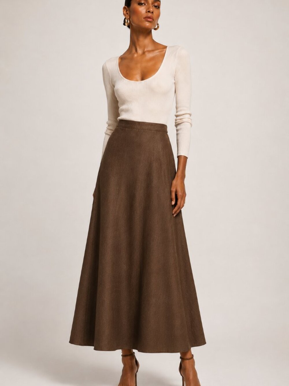 Vintage 'Talbots' Linen Blend A-Line Maxi Skirt Italian Fabric Flowy Skirt Sz 10